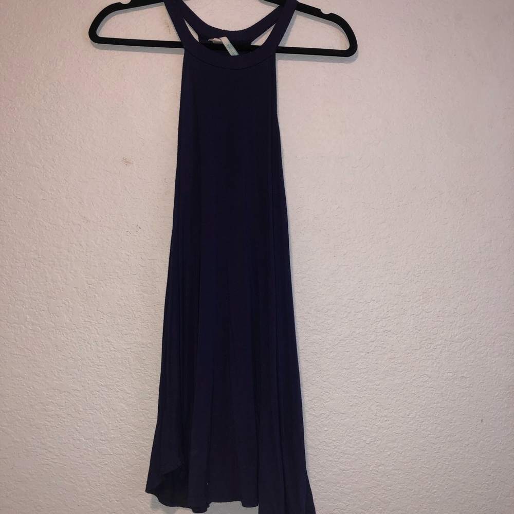 Navy blue flowy halter dress